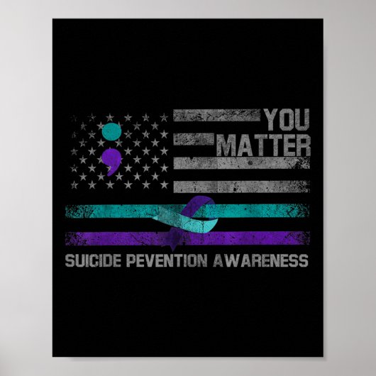 You American Flag Suicide Prevention Awareness Poster (Vorne)
