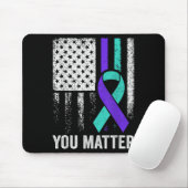 You American Flag Teal Purple Men Mental Health  Mousepad (Mit Mouse)