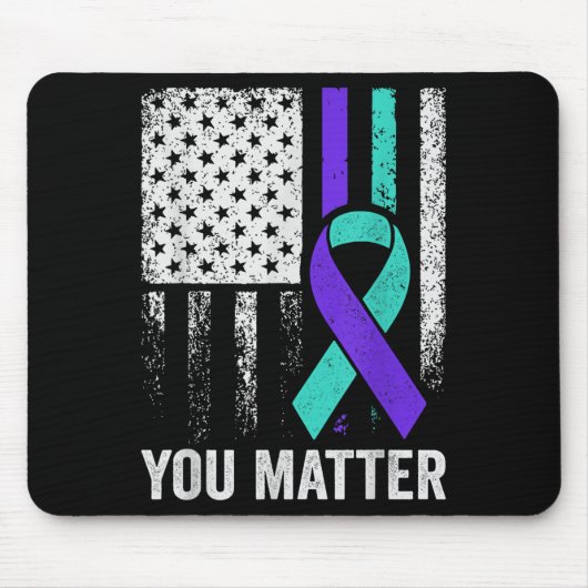 You American Flag Teal Purple Men Mental Health  Mousepad (Vorne)