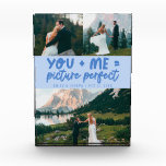 You and Me Bild Perfekt Frisch Vermählt Eisblau Fotoblock<br><div class="desc">Whimsische und spielerische Hochzeitserinnerung mit 3 Fotos des frisch vermählten Paares und einem typografischen Text,  der "du   ich = bild perfekt" sagt. Eisblau.</div>