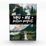 You and Me Bild Perfekt Frisch Vermählt Schwarz Fotoblock<br><div class="desc">Whimsische und spielerische Hochzeitserinnerung mit 3 Fotos der Frischvermählten und einem typografischen Text,  der "du   ich = bildschön" sagt. Schwarz.</div>