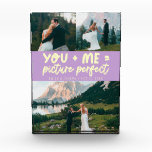 You and Me Bild Perfekt Neuvermählte Lemon Wisteri Fotoblock<br><div class="desc">Whimsische und spielerische Hochzeitserinnerung mit 3 Fotos der Neuvermählten und einer typografischen Textzeile,  die "you   me = bild perfekt" sagt. Lemon Wisteria.</div>