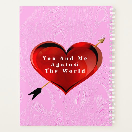 You and Me Heart on Pink Ice Spiral Notebook Planer (Rückseite)