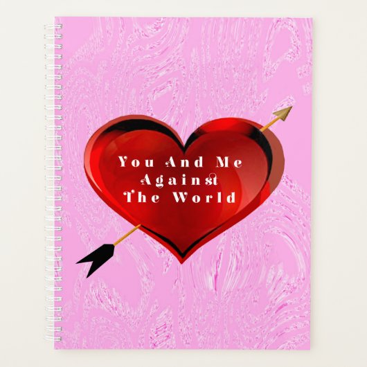 You and Me Heart on Pink Ice Spiral Notebook Planer (Vorderseite)