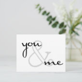 you and me modern black white design love postkarte (Stehend Vorderseite)
