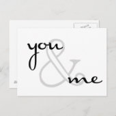 you and me modern black white design love postkarte (Vorne/Hinten)