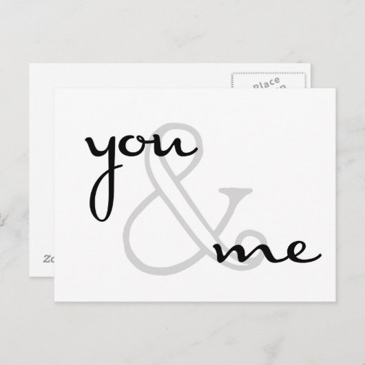 you and me modern black white design love postkarte (Vorne/Hinten)