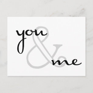 you and me modern black white design love postkarte