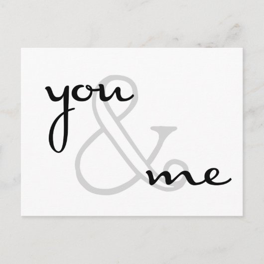 you and me modern black white design love postkarte (Vorderseite)
