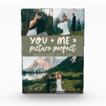 You and Me Picture Perfect Frischvermählte Sage Gr Fotoblock<br><div class="desc">Whimsical und spielerisch Hochzeitsgeschenk mit 3 Fotos der Frischvermählten und einem typografischen Text, der "you me = picture perfect" lautet. Sage green.</div>