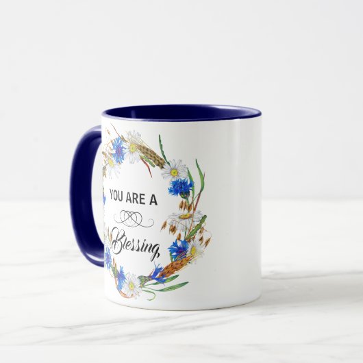 You Are A Blessing Mug - Navy Blue Ceramic Tasse (Vorderseite Links)