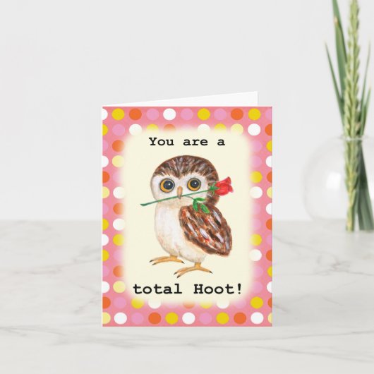You are a total Hoot Cute Funny Owl Valentine Karte (Vorderseite)