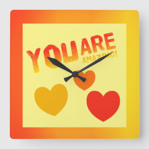 You Are Amazing Quadratische Wanduhr