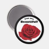 "You are Beautiful" Rote Rose Magnet (Vorderseite/Rückseite)