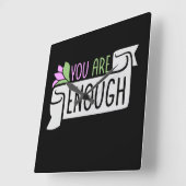 You Are Enough Self Love Motivational Quote Logo Quadratische Wanduhr (Winkel)