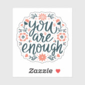 You are enough self love quotes cute girly floral aufkleber (Blatt)