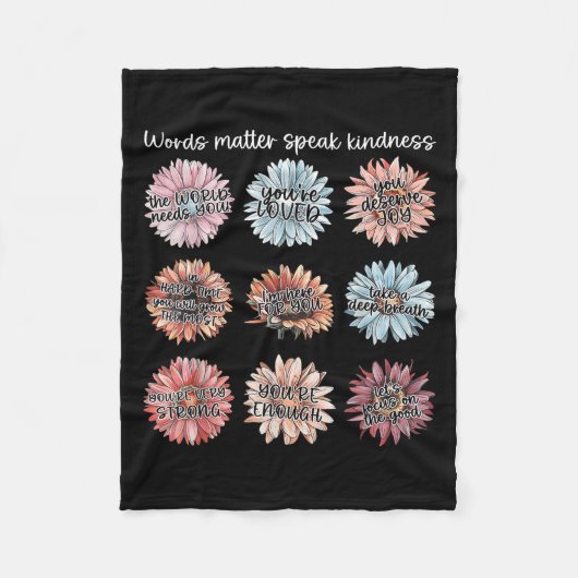 You Are Enough Words Speak Kindness Sitive Daisy Fleecedecke (Vorderseite)