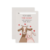 You Are GOAT Pun FUNNY KID classroom valentines Mitteilungskarte (Vorderseite/Rückseite Beispiel)