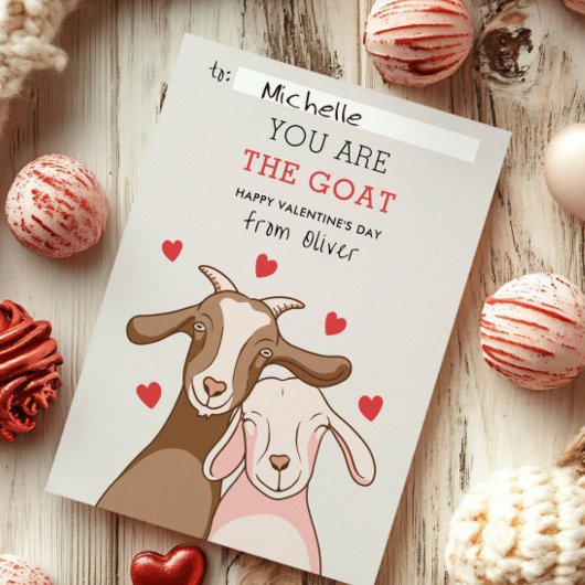 You Are GOAT Pun FUNNY KID classroom valentines Mitteilungskarte