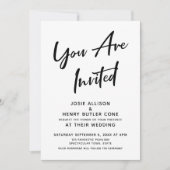"You Are Invited" Kalligrafie Moderne Hochzeit Einladung (Vorderseite)