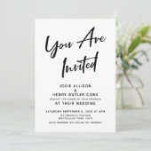 "You Are Invited" Kalligrafie Moderne Hochzeit Einladung (Stehend Vorderseite)