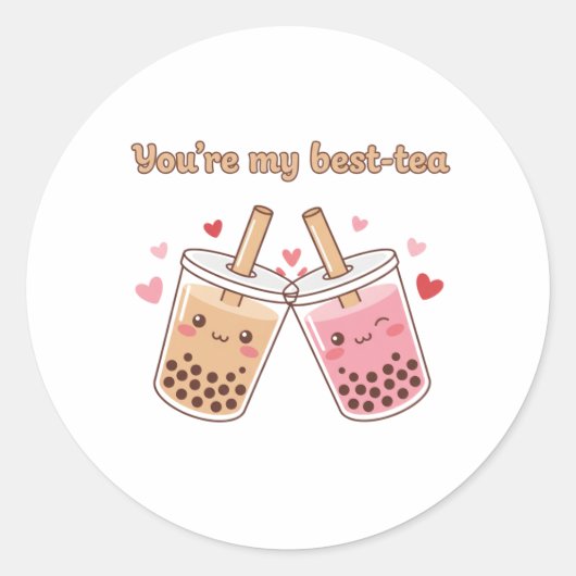 You Are My Best-Tea Cute Boba Bubble Tea Friends Runder Aufkleber (Vorderseite)