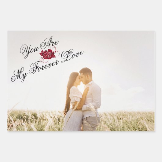 "You are my Forever Love" Rote Rose Elegantes Foto Geschenkpapier Set (Vorderseite)