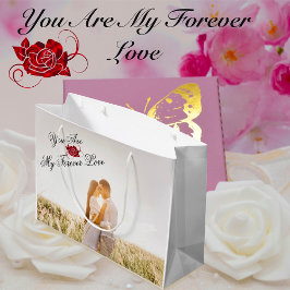 "You are my Forever Love" Rote Rose Elegantes Foto Große Geschenktüte