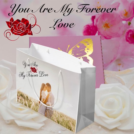"You are my Forever Love" Rote Rose Elegantes Foto Große Geschenktüte