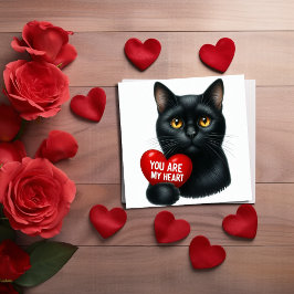 You Are My Heart Valentine Poem Black Cat Holiday  Karte