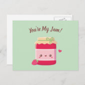 You Are My Jam, Cute Strawberry Jam Valentines Day Postkarte (Vorne/Hinten)