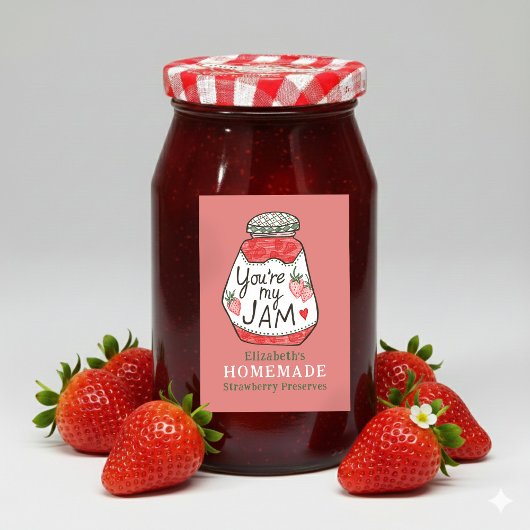 YOU ARE MY JAM Strawberry Custom Homemade Crafts Lebensmitteletikett