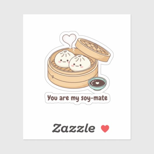 You Are My Soy-mate Cute Dim Sum Valentine Sticker (Blatt)