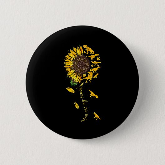 You Are My Sunshine Dinosaur T-rex Sunflower Button (Vorderseite)