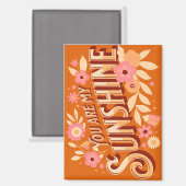 You Are My Sunshine Floral Boho Groovy Pink Orange Magnet (Vorderseite/Rückseite)