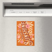 You Are My Sunshine Floral Boho Groovy Pink Orange Magnet (In Situ (Geschirrspüler))