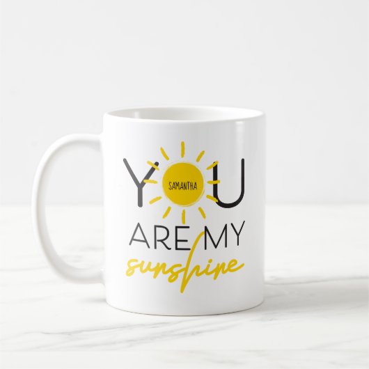 You Are My Sunshine Quote Yellow Black Kaffeetasse (Links)