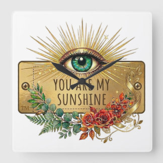 You Are My Sunshine Wall Clock Quadratische Wanduhr