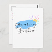 you are my sunshine yellow orange sun rays clouds postkarte (Vorne/Hinten)