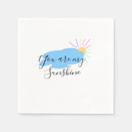 you are my sunshine yellow orange sun rays clouds serviette