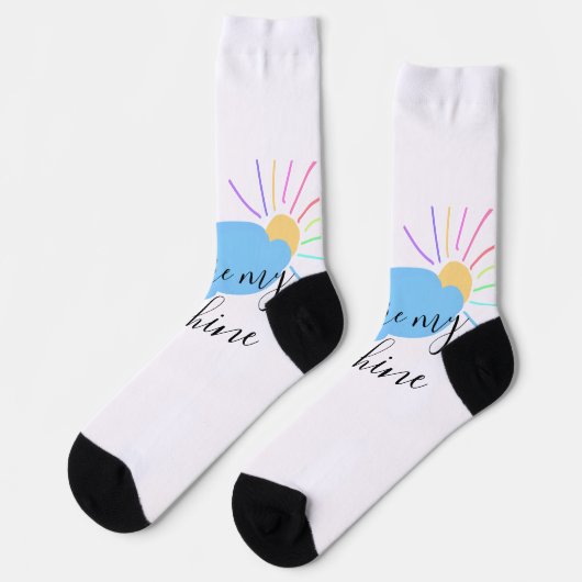 you are my sunshine yellow orange sun rays clouds socken (Linkes Detail)