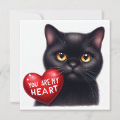 You Are My Valentine Heart Poem Black Cat Holiday Karte (Vorderseite)
