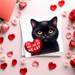 You Are My Valentine Heart Poem Black Cat Holiday  Karte