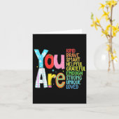 You Are Smart Brave Strong Kind Loved Motivation T Karte (Gelbe Blume)