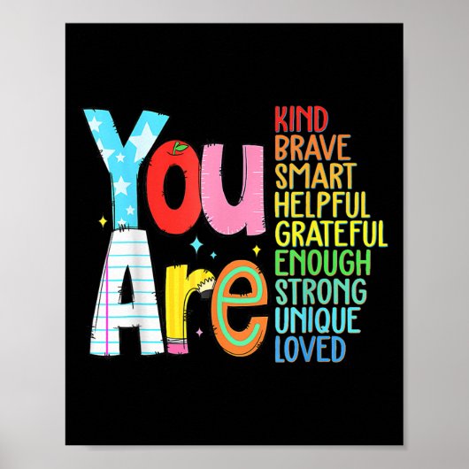 You Are Smart Brave Strong Kind Loved Motivation T Poster (Vorne)