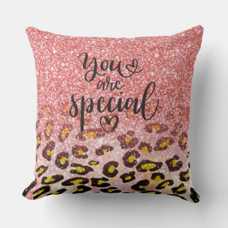 You Are Special Pink Glitter Leopard Print Kissen