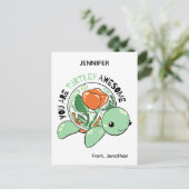 You Are Turtley Awesome Flower Succulent Turtle Postkarte (Stehend Vorderseite)