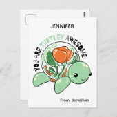 You Are Turtley Awesome Flower Succulent Turtle Postkarte (Vorne/Hinten)