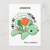 You Are Turtley Awesome Flower Succulent Turtle Postkarte (Vorderseite)