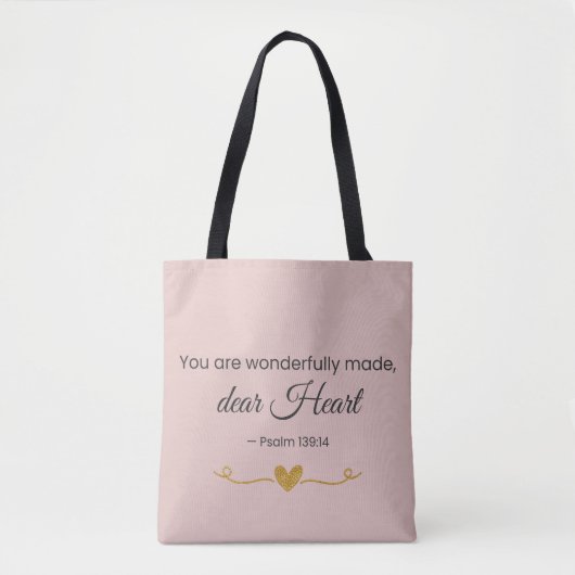 You Are Wonderfully Made – Psalm 139:14 Pink Tasche (Vorderseite)